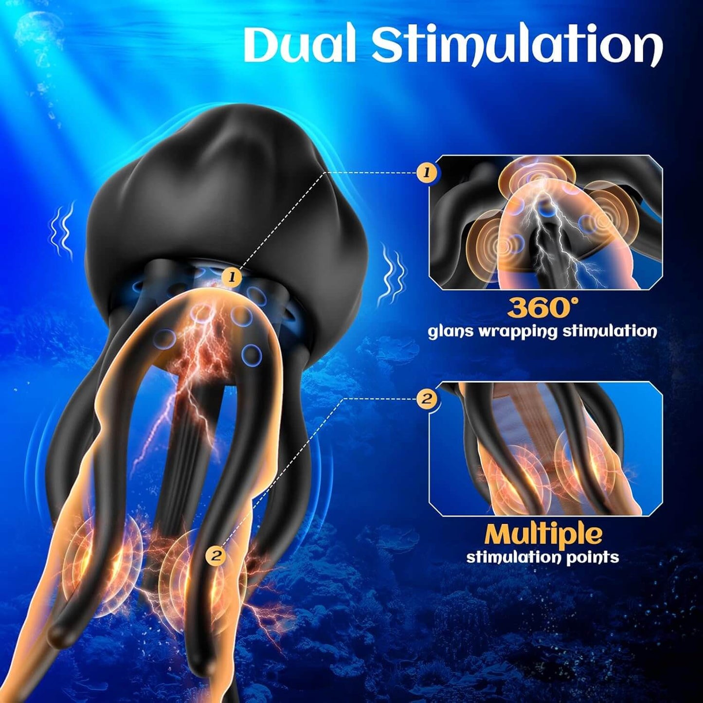 Male Penis Vibrator - with 10 Vibration Modes, Entwined Tentacle Male Vibrator for Penile Clitoral Nipples Stimulation