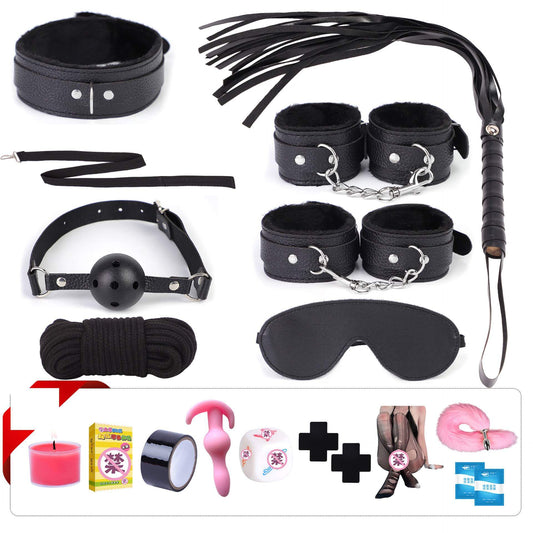 Erotic bondage 10-piece set Conditioning whip handcuffs mouth ball Alternative adult sex toys