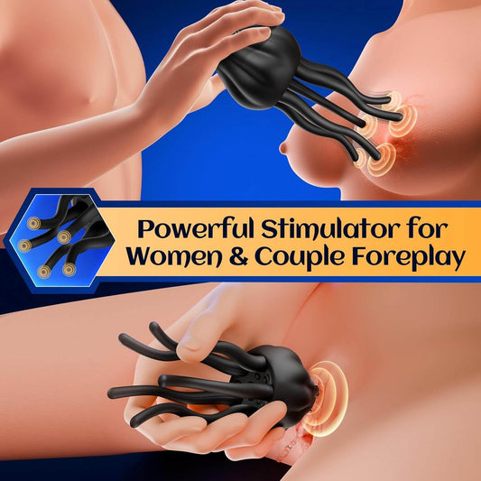 Male Penis Vibrator - with 10 Vibration Modes, Entwined Tentacle Male Vibrator for Penile Clitoral Nipples Stimulation